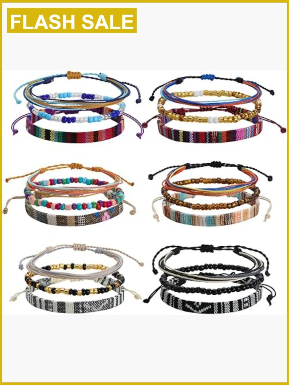 18pcs Adjustable Braided Rope Bracelet Set, Boho Surfer Anklets, Unisex Gift